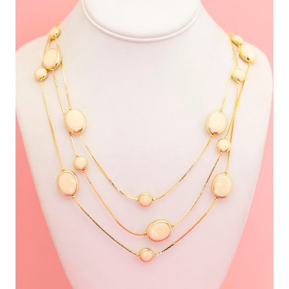 Vintage Yellow Beads Gold Tone Multi Strand Necklace by Avon 27 inch - P14 - Picture 2 of 3